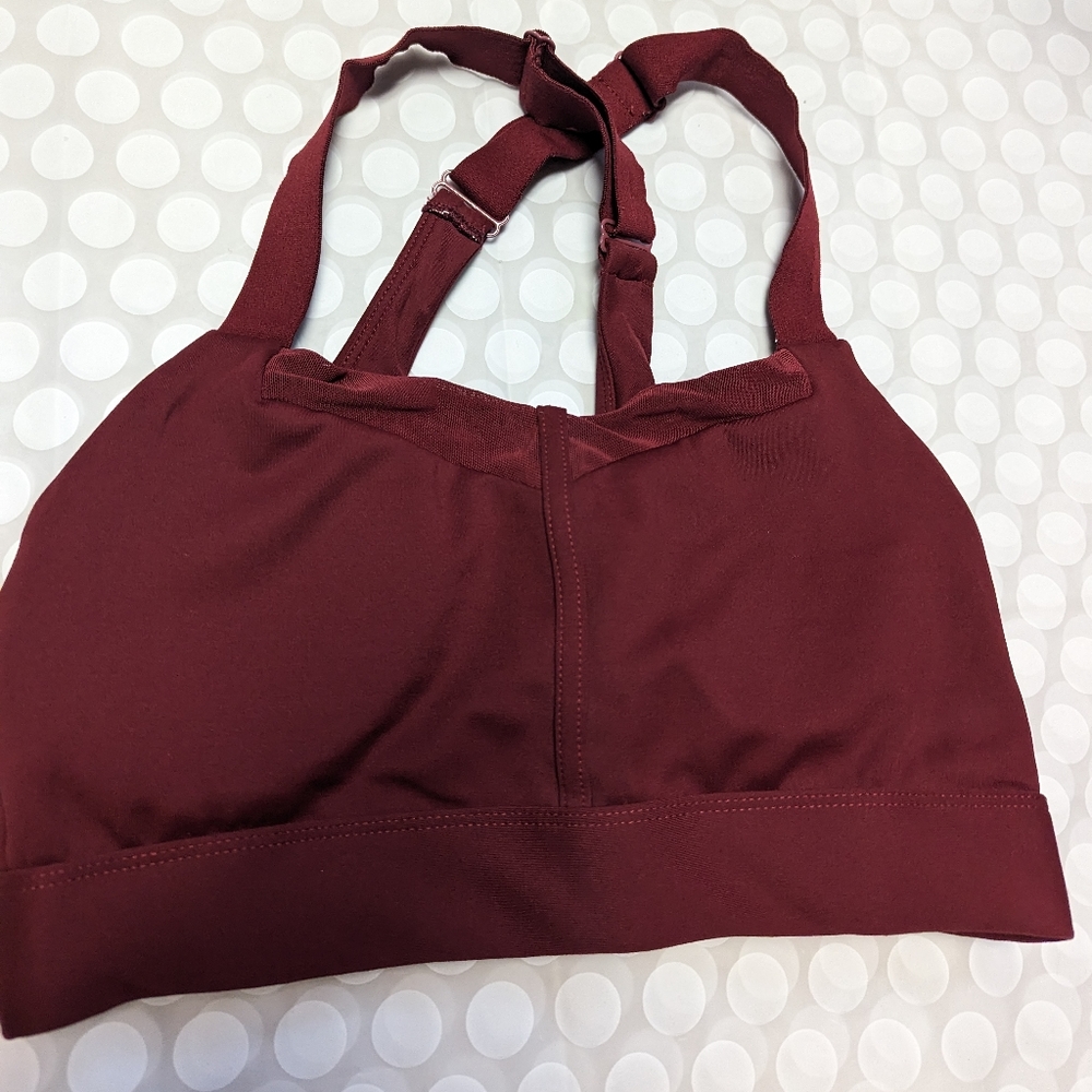 buff Bunny sports bra, size small, dark red